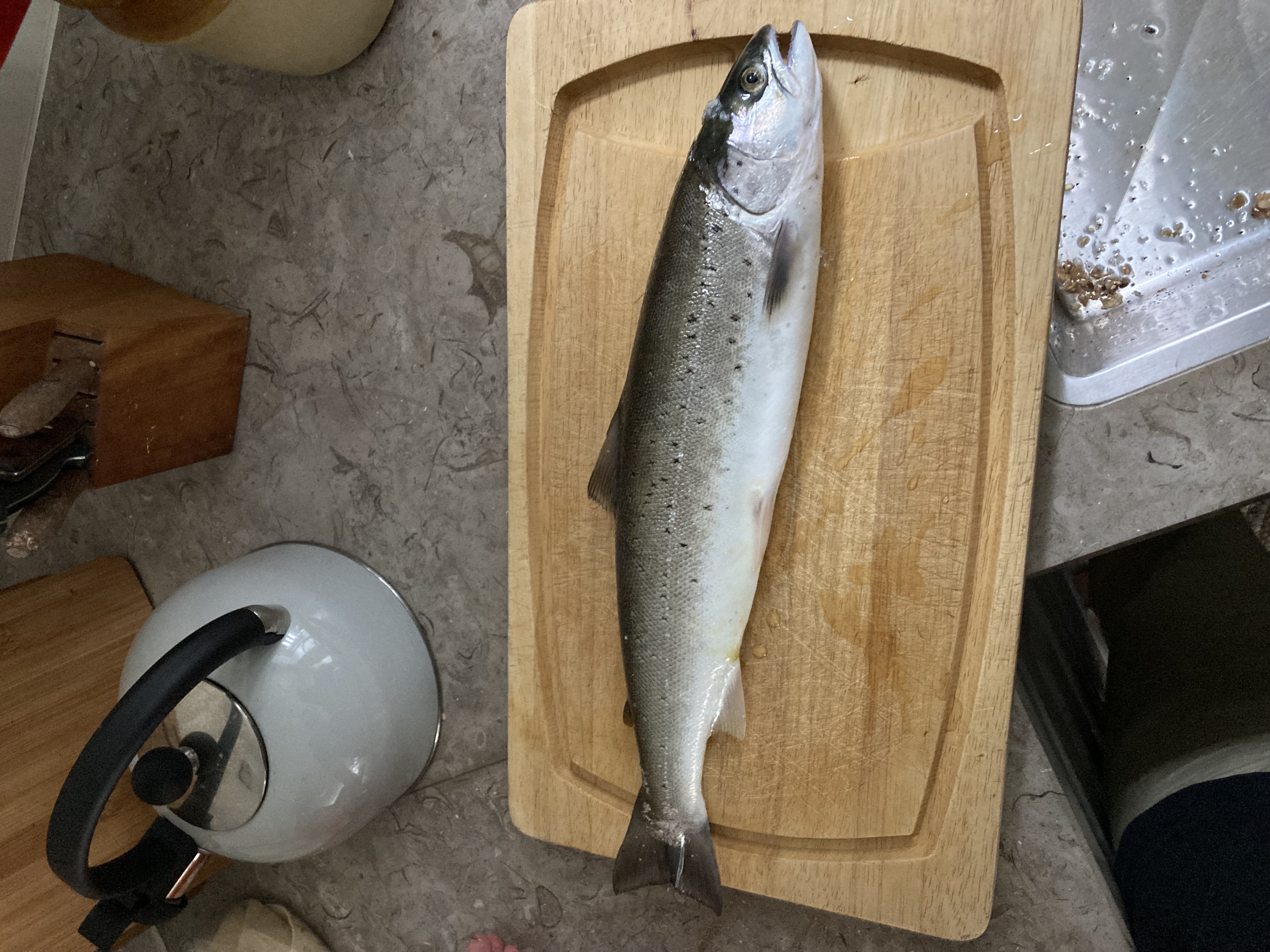 Renset havørred på skærebræt
